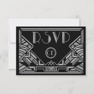 Art Deco Gatsby Stil Hochzeit RSVP Antwortkarten Karte