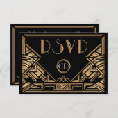 Art Deco Gatsby Style Wedding RSVP Response Cards (Vorne/Hinten)