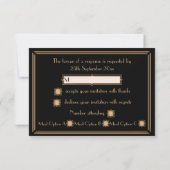 Art Deco Gatsby Style Wedding RSVP Response Cards Karte (Rückseite)