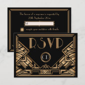 Art Deco Gatsby Style Wedding RSVP Response Cards Karte (Vorne/Hinten)