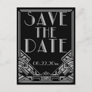 Art Deco Gatsby Style Wedding Save the Date Ankündigungspostkarte