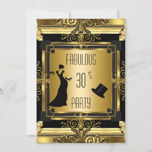 ART DECO Gatsby Tophat Fabulous Geburtstag Retro 4 Einladung