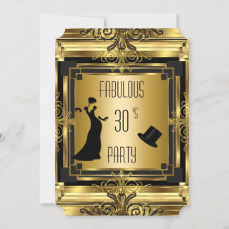 ART DECO Gatsby Tophat Fabulous Geburtstag Retro 4 Einladung