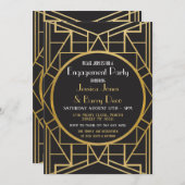 Art-Déco-Gatsby-Verlobung der 20er Jahre lädt ein Einladung (Vorne/Hinten)