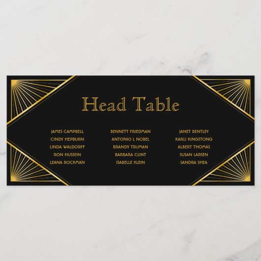 Art Deco Gatsby Wedding Head Table Cards Programm (Vorderseite)