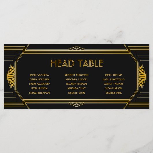 Art Deco Gatsby Wedding Head Table Cards Programm (Vorderseite)