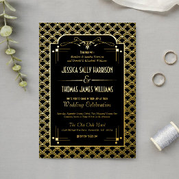Art Deco Gatsby Wedding Real aus den Vintagen 1920 Folieneinladung