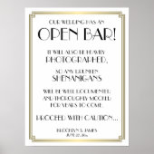 Art Deco Gatsby White and Gold Open Bar Sign 18x24 Poster (Vorne)