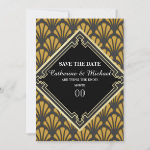 Art Deco Gatsby Zwanzigerjahre Vintage Schwarz Gol Feiertagskarte