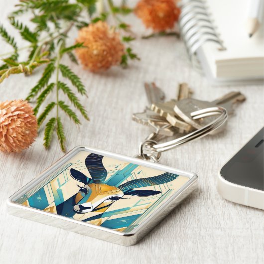 Art Deco Gazelle Schlüsselanhänger (Seite)