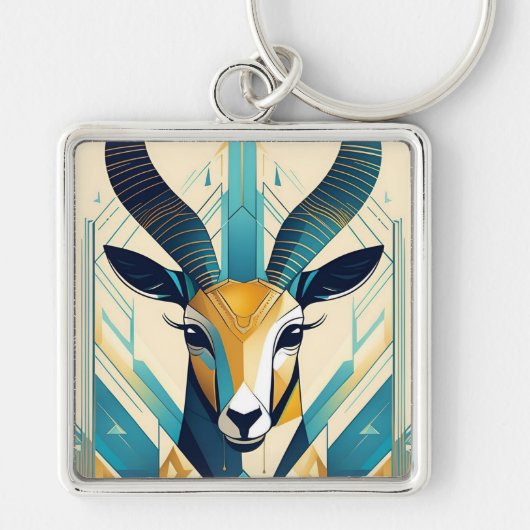 Art Deco Gazelle Schlüsselanhänger (Vorne)