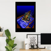 Art-Deco-Gebäude aus Blueprint Poster (Heimbüro)