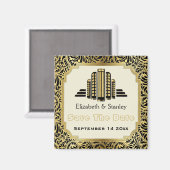 Art-Deco-Gebäude-Goldhochzeit Retten Sie das Datum Magnet (Vorderseite/Rückseite)