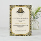 Art-Deco-Gebäude Hochzeitspaare Dusche Einladung (Stehend Vorderseite)