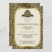 Art-Deco-Gebäude Hochzeitspaare Dusche Einladung (Vorne/Hinten)