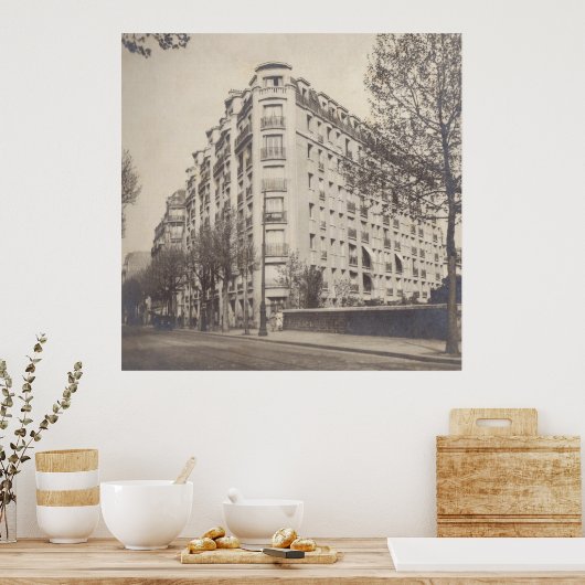 Art Deco Gebäude in Paris, 1930er Poster (Küche)