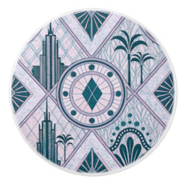 Art Deco Gebäude und Palmen Keramikknauf