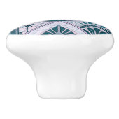 Art Deco Gebäude und Palmen Keramikknauf (Seitenansicht)