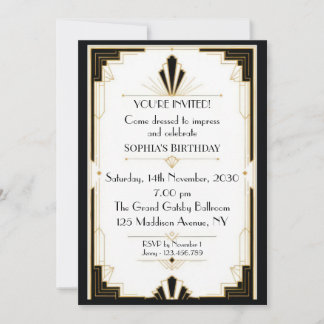 Art Deco Geburtstag Einladung