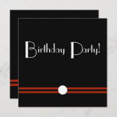 Art Deco Geburtstag Einladung in Schwarz und Weiß (Vorne/Hinten)