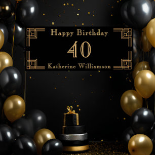 Art Deco Geburtstag Schwarz Gold Roaring Twenties Poster