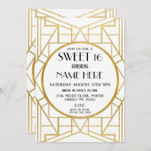 Art Deco Geburtstag, Sweet 16 Gatsby Party der 192 Einladung (Vorne/Hinten)