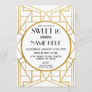 Art Deco Geburtstag, Sweet 16 Gatsby Party der 192 Einladung