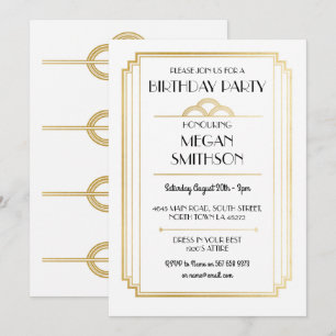 Art Deco Geburtstagsparty 1920er Gatsby Gold Einla Einladung