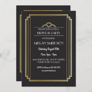 Art Deco Geburtstagsparty Einladung Gold 21 30 40 
