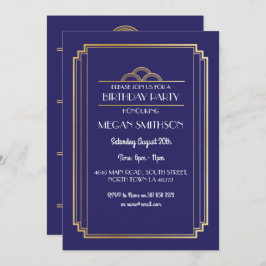 Art Deco Geburtstagsparty Einladung Marine 1920er