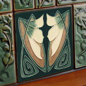 Art Deco, Gelbe Lily Blumen Fliese