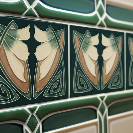 Art Deco, Gelbe Lily Blumen Fliese