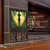 Art Deco, Gelbe Lily Blumen Fliese