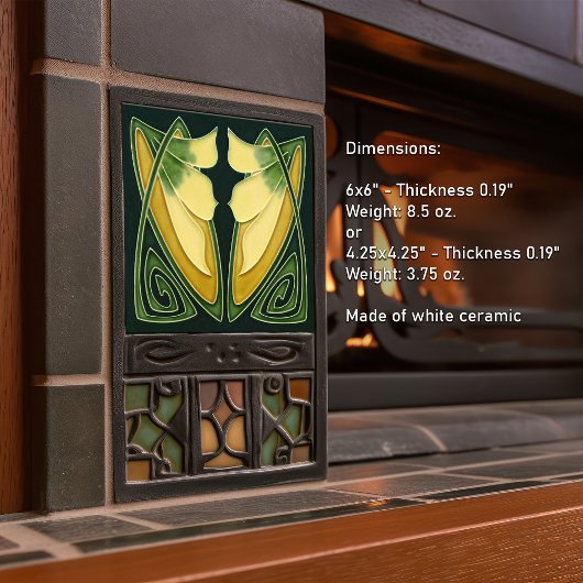 Art Deco, Gelbe Lily Blumen Fliese