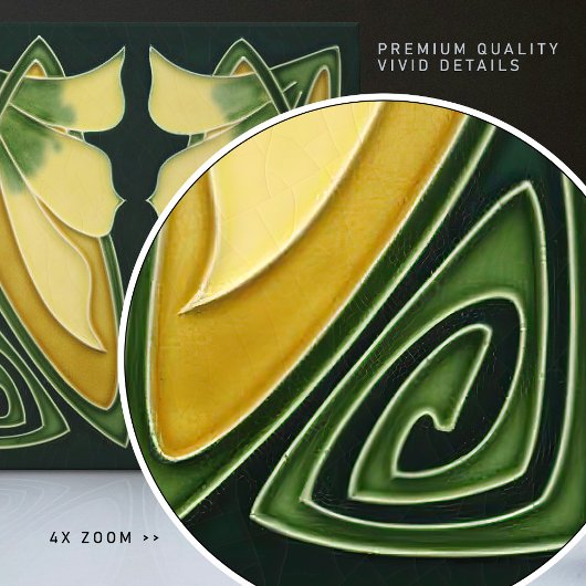 Art Deco, Gelbe Lily Blumen Fliese