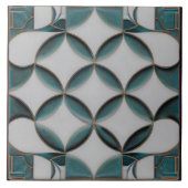 Art Deco Gemustert Azul Blauer Dekor Jugendstil Fliese (Vorderseite)