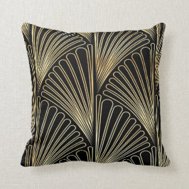 Art Deco Gemustert Cushion (Schwarz und Gold) Kissen