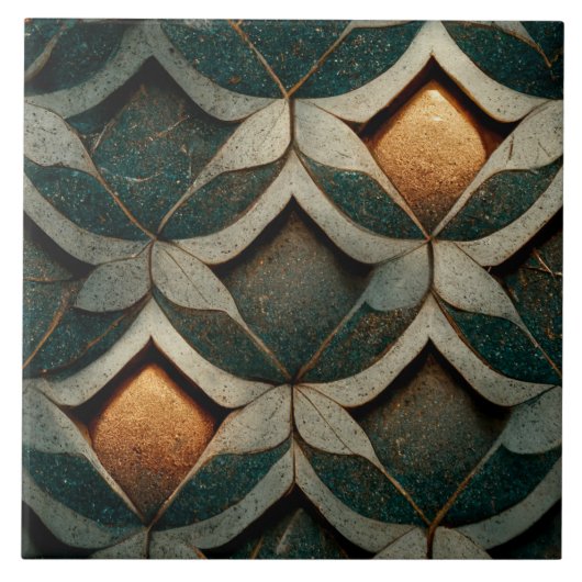 Art Deco Gemusterte Würfel Zwei blaue Deko Art Nou Fliese (Vorderseite)