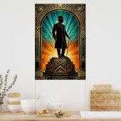Art Deco Gentleman Silhouette Top Hat Cane Poster (Küche)