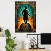 Art Deco Gentleman Silhouette Top Hat Cane Poster (Heimbüro)