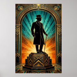 Art Deco Gentleman Silhouette Zylinder Stock Poste Poster