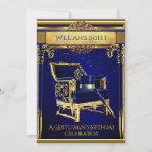 Art Deco Gentlemen Elegant Gold Navy Geburtstag Einladung (Vorderseite)