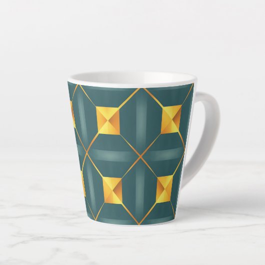 Art Deco Geometric 12oz Latte-Tasse Milchtasse (Rechte Ecke)
