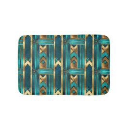 Art Deco Geometric Arrows, Gold and Turquoise Badematte