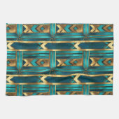 Art Deco Geometric Arrows, Gold and Turquoise Geschirrtuch (Horizontal)