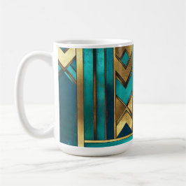 Art Deco Geometric Arrows, Gold and Turquoise Kaffeetasse