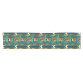 Art Deco Geometric Arrows, Gold and Turquoise Kurzer Tischläufer (Horizontal)