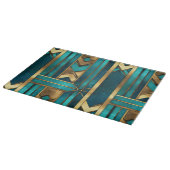 Art Deco Geometric Arrows, Gold and Turquoise Schneidebrett (Ecke)