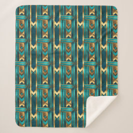Art Deco Geometric Arrows, Gold and Turquoise Sherpadecke