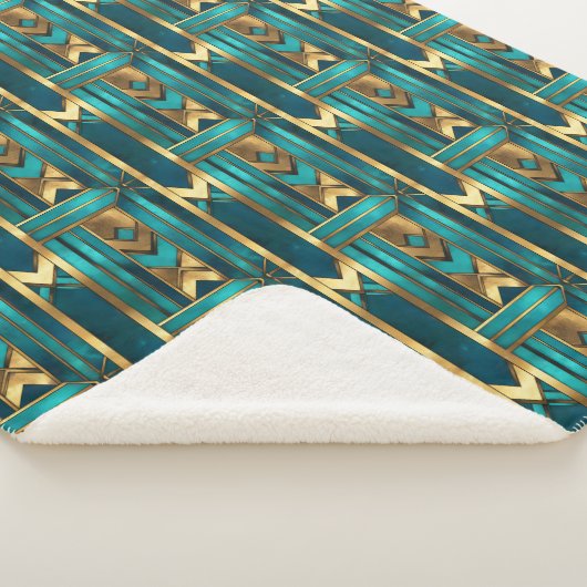 Art Deco Geometric Arrows, Gold and Turquoise Sherpadecke (3/4)